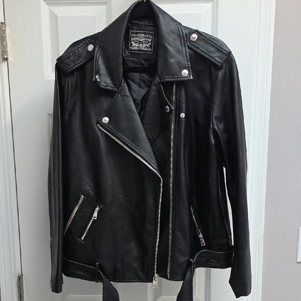 Women's Black Faux Leather Biker Jacket